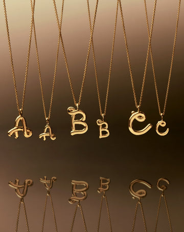 Curly Molten Mini Initial Necklace - C |18k Gold Vermeil Necklaces Missoma 
