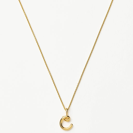 Curly Molten Mini Initial Necklace - C |18k Gold Vermeil Necklaces Missoma 