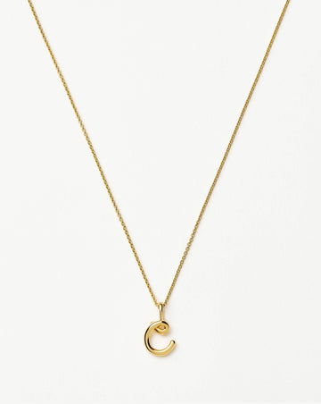 Curly Molten Mini Initial Necklace - C |18k Gold Vermeil Necklaces Missoma 
