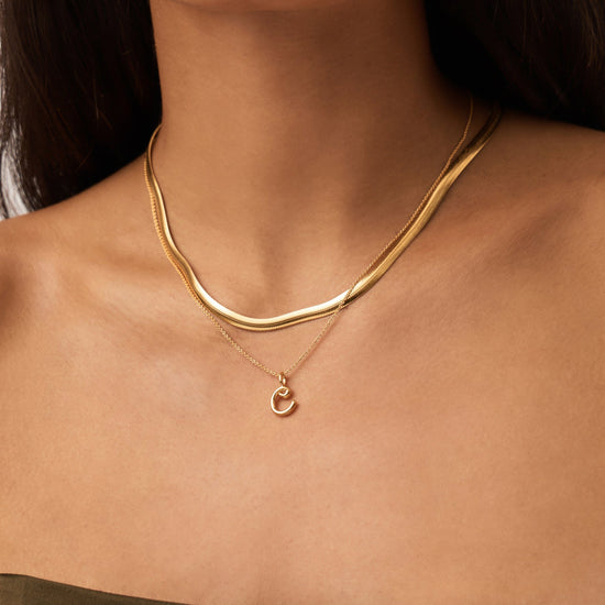 Curly Molten Mini Initial Necklace - C |18k Gold Vermeil Necklaces Missoma 