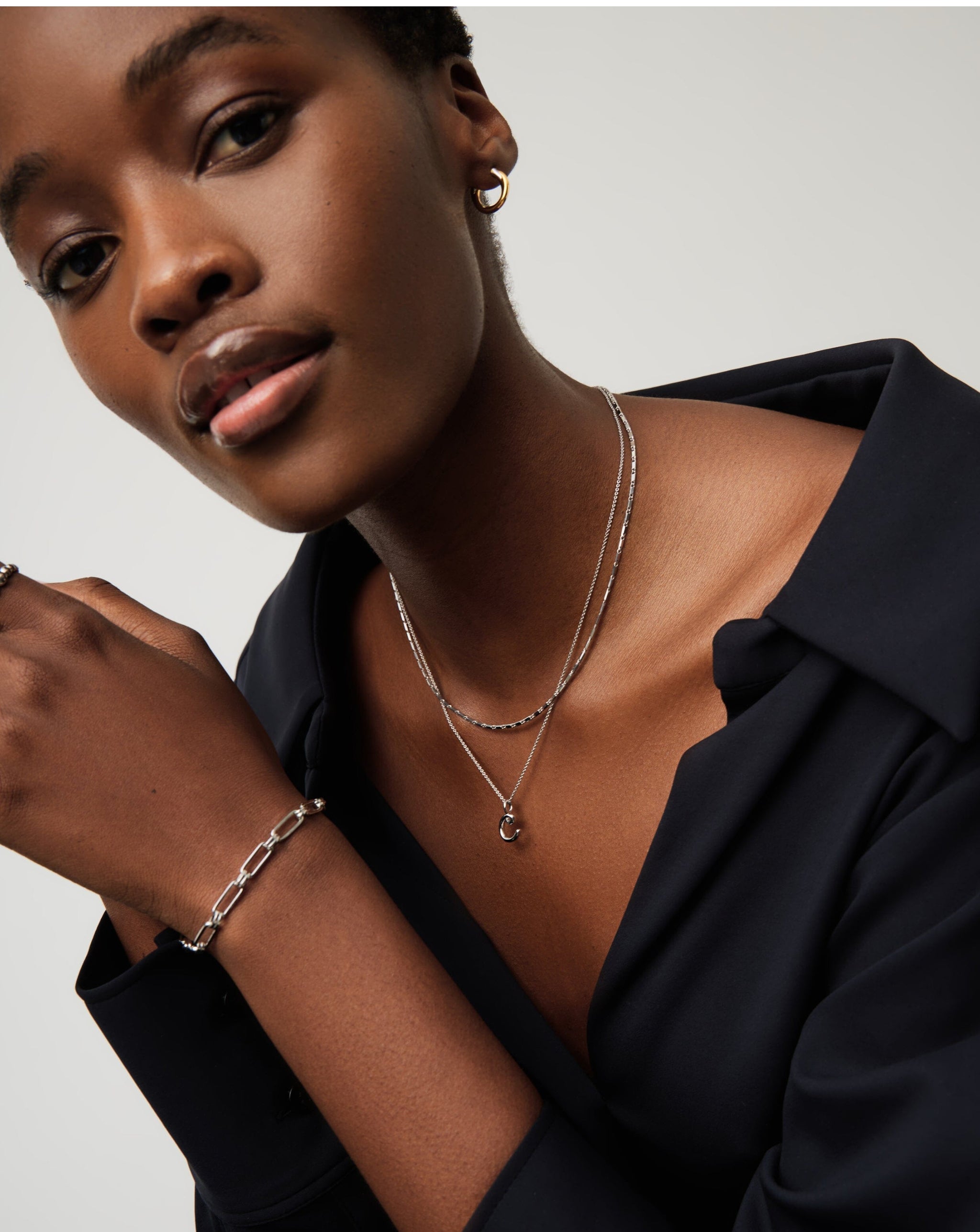 Curly Molten Mini Initial Necklace - C | Sterling Silver Necklaces Missoma 
