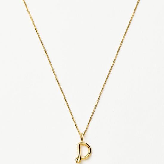 Curly Molten Mini Initial Necklace - D |18k Gold Vermeil Necklaces Missoma 