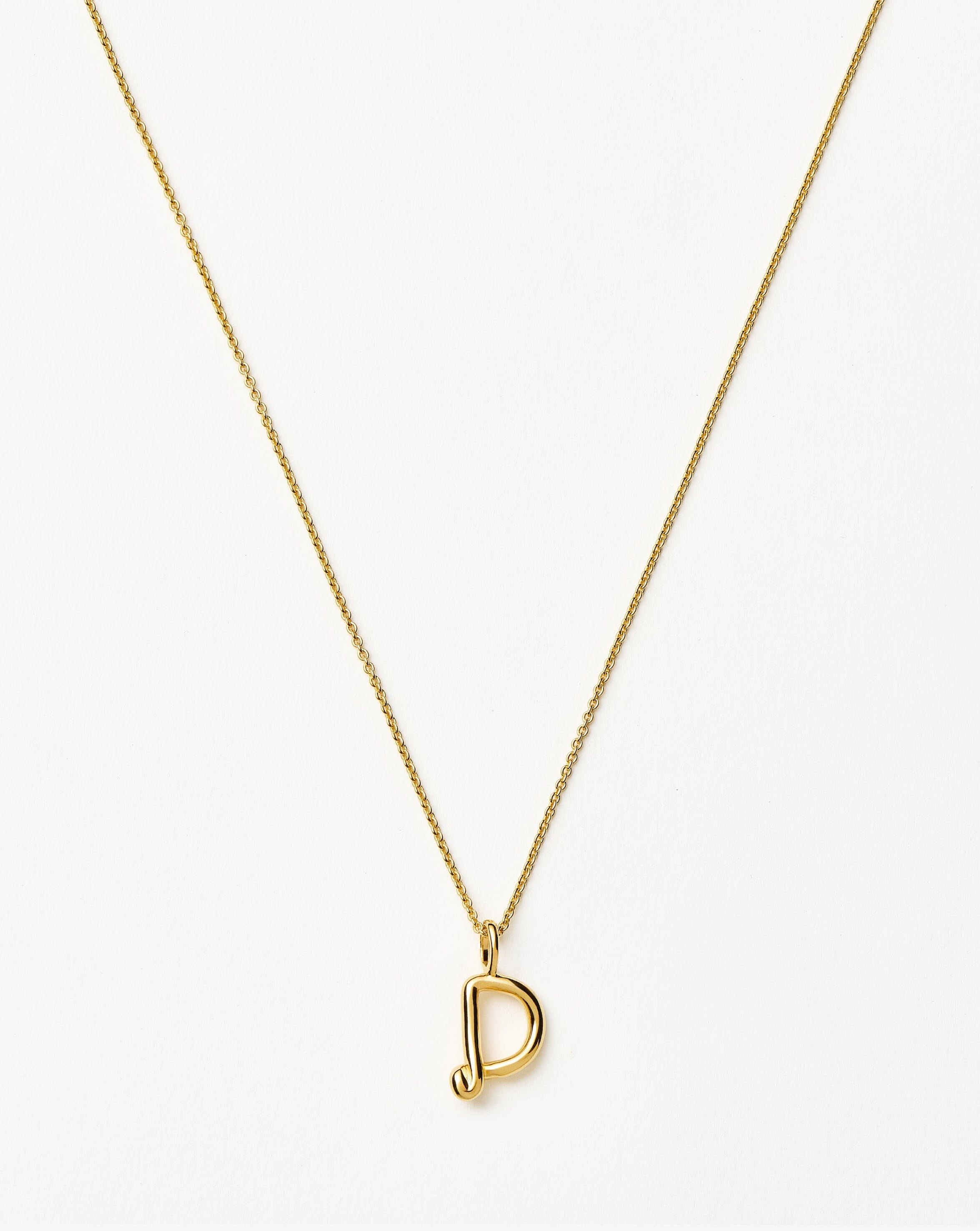 Curly Molten Mini Initial Necklace - D |18k Gold Vermeil Necklaces Missoma 