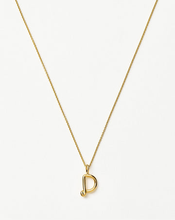 Curly Molten Mini Initial Necklace - D |18k Gold Vermeil Necklaces Missoma 