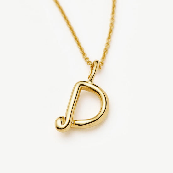 Curly Molten Mini Initial Necklace - D |18k Gold Vermeil Necklaces Missoma 