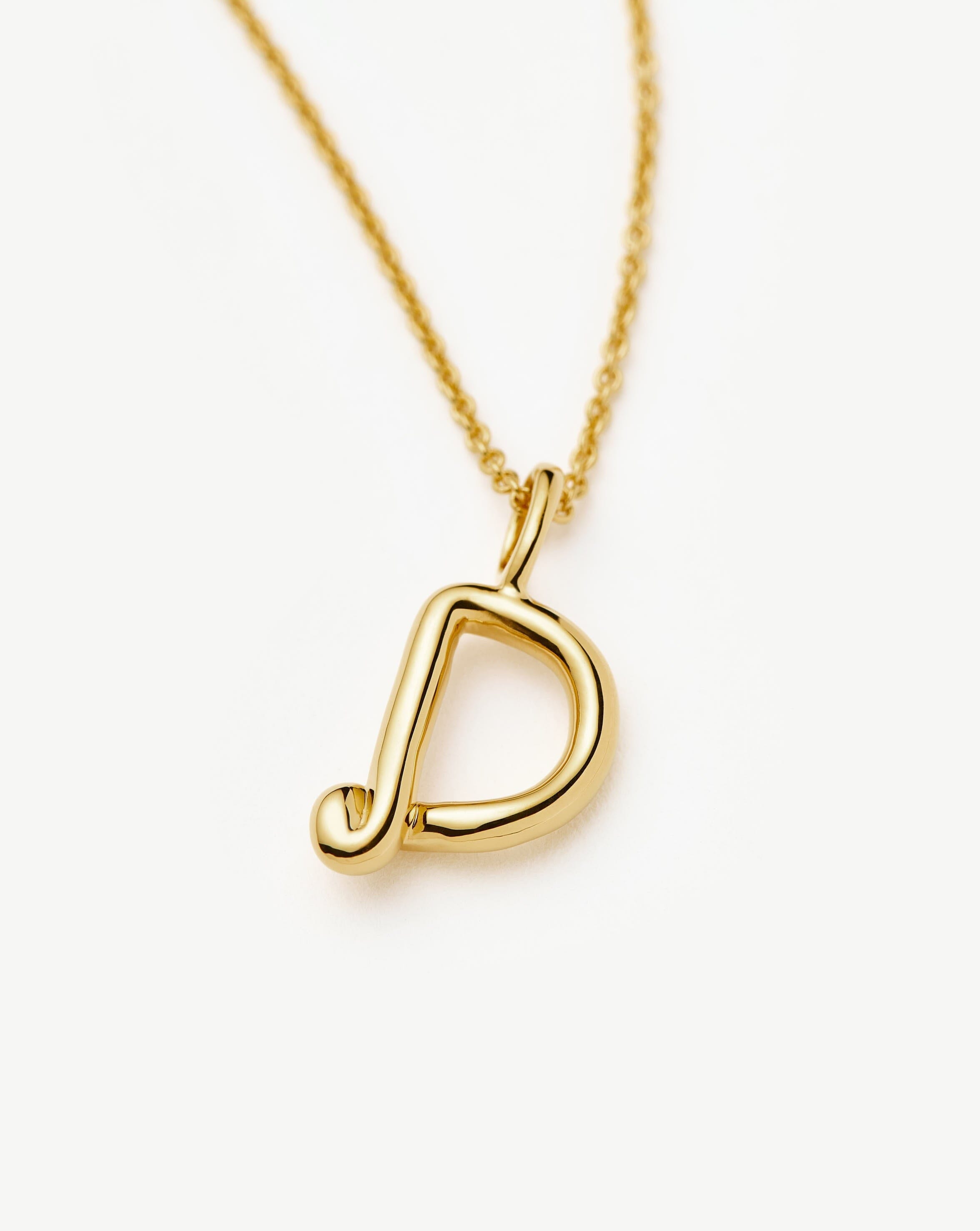 Curly Molten Mini Initial Necklace - D |18k Gold Vermeil Necklaces Missoma 