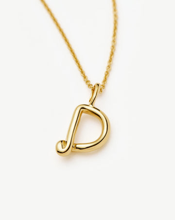 Curly Molten Mini Initial Necklace - D |18k Gold Vermeil Necklaces Missoma 