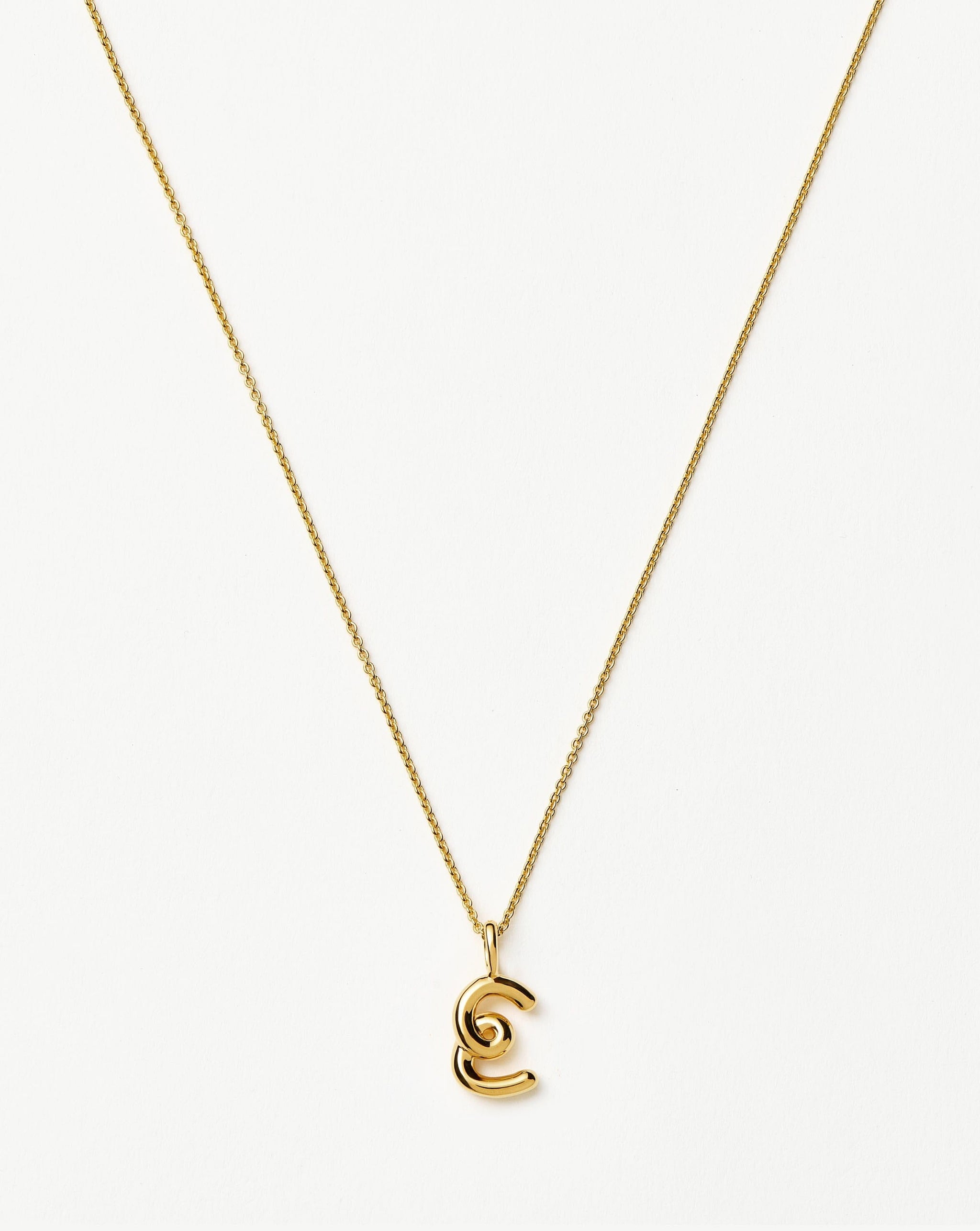 Curly Molten Mini Initial Necklace - E | 18k Gold Vermeil Necklaces Missoma 