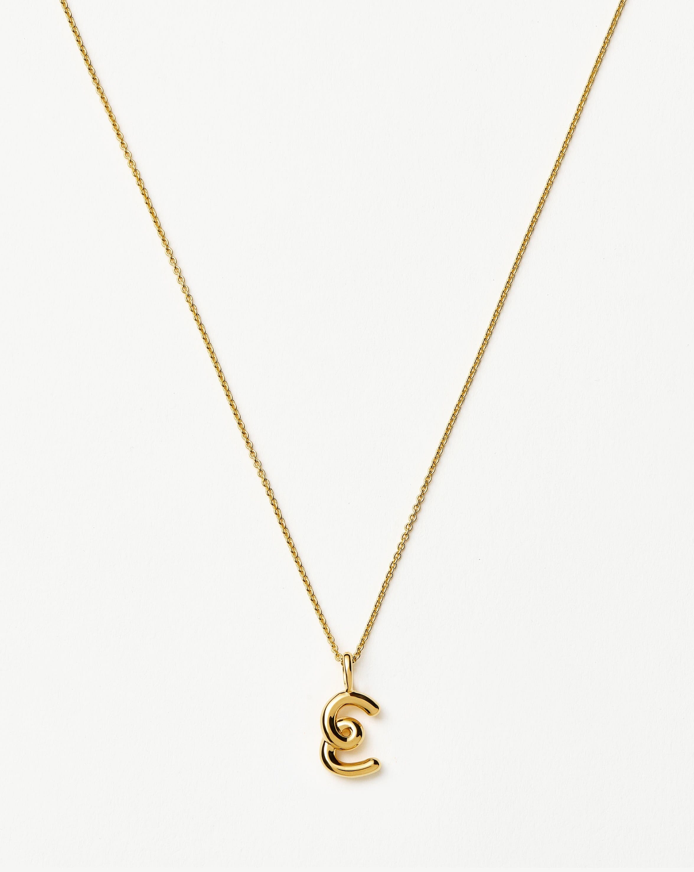 Curly Molten Mini Initial Necklace - E | 18k Gold Vermeil Necklaces Missoma 