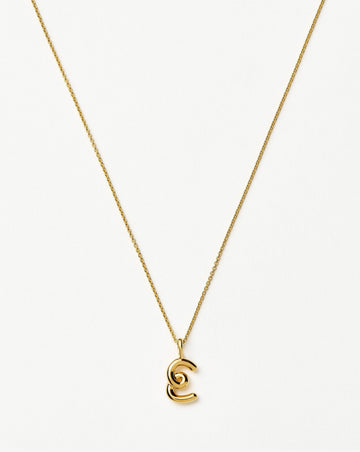 Curly Molten Mini Initial Necklace - E | 18k Gold Vermeil Necklaces Missoma 