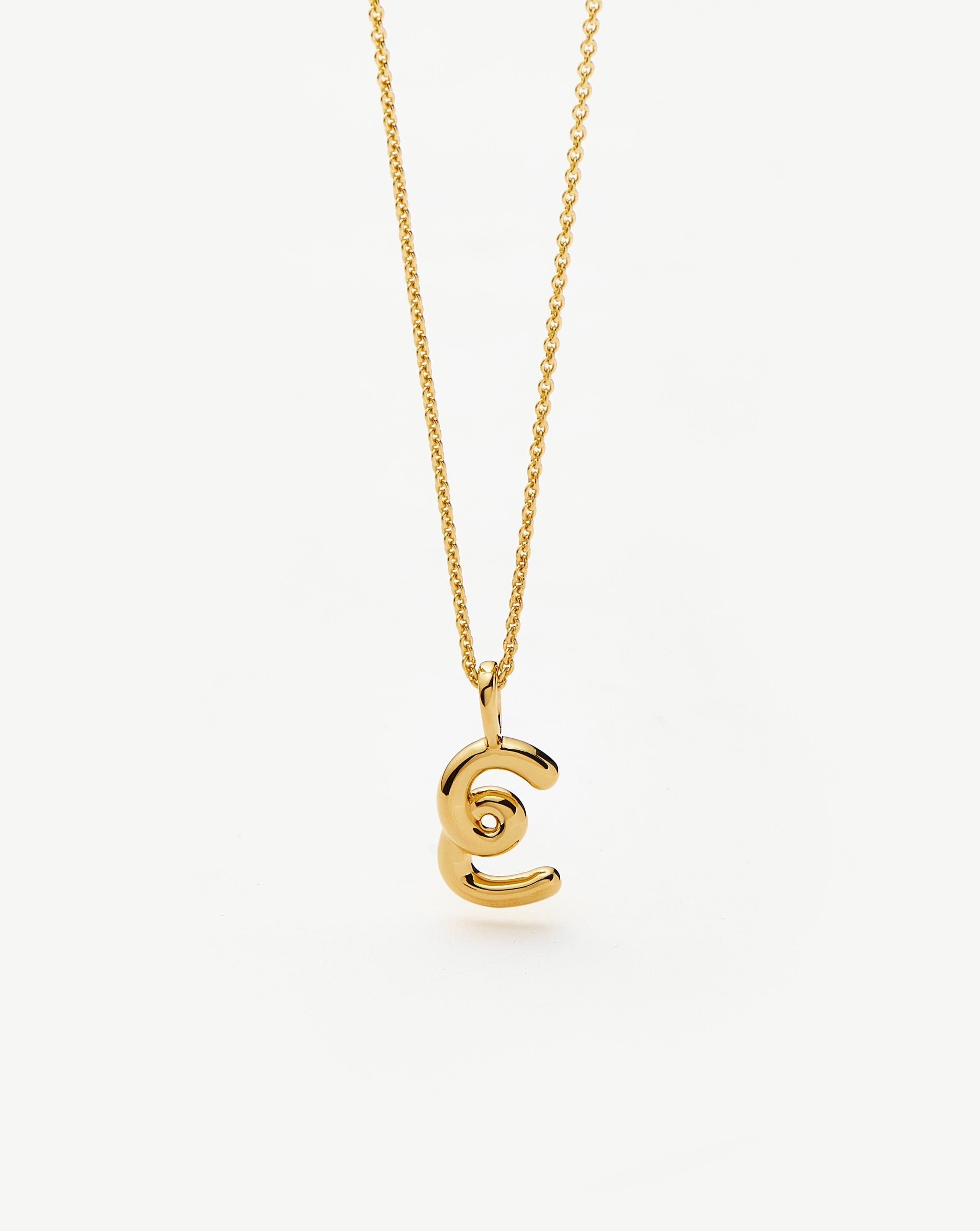 Curly Molten Mini Initial Necklace - E | 18k Gold Vermeil Necklaces Missoma 