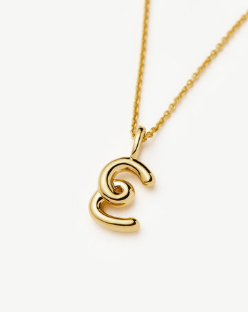 Curly Molten Mini Initial Necklace - E | 18k Gold Vermeil Necklaces Missoma 