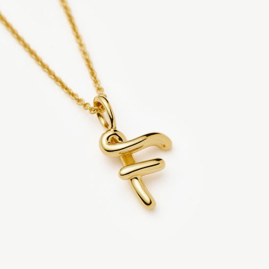 Curly Molten Mini Initial Necklace - F | 18k Gold Vermeil Necklaces Missoma 