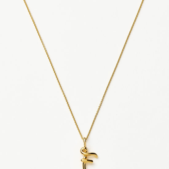 Curly Molten Mini Initial Necklace - F | 18k Gold Vermeil Necklaces Missoma 