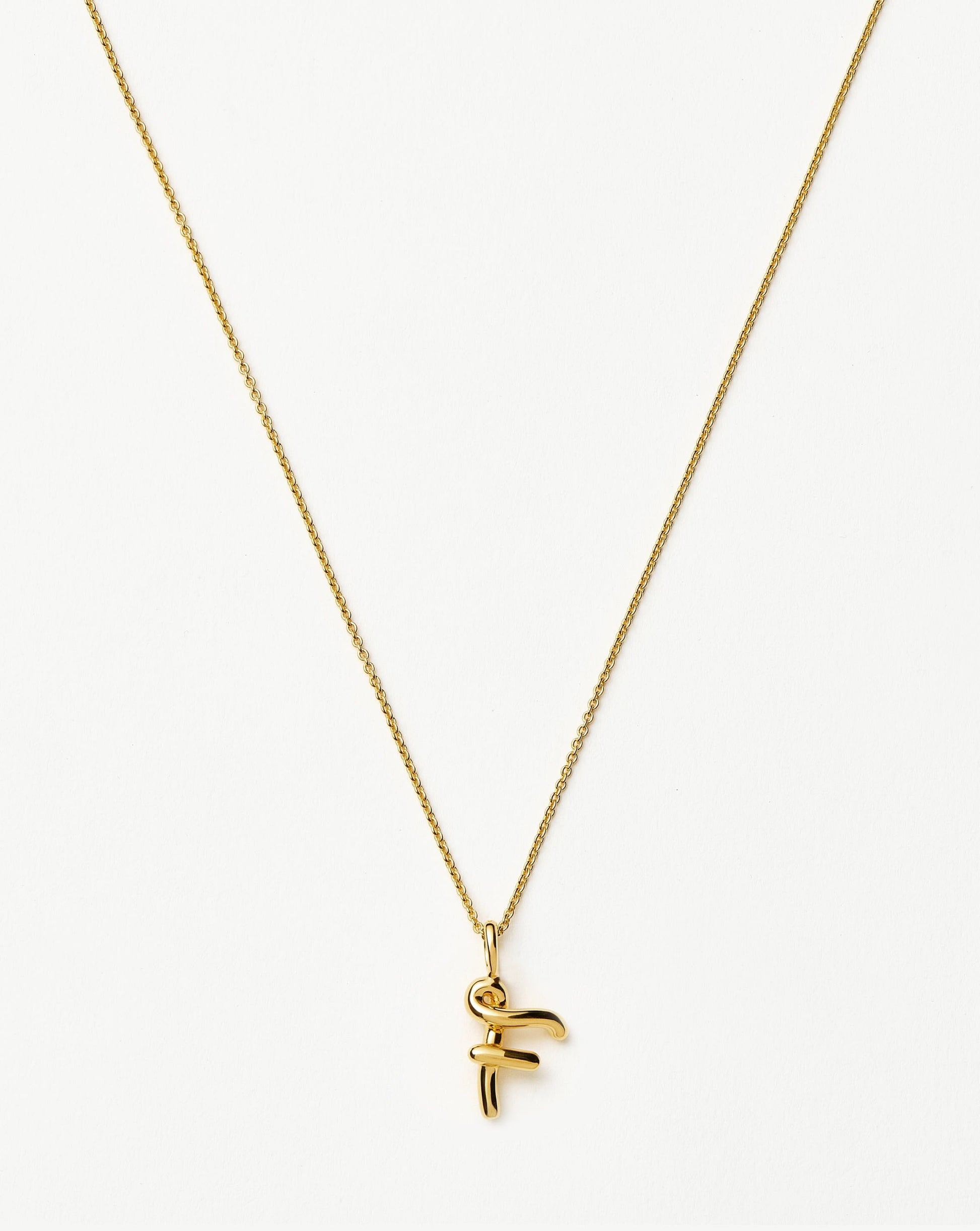 Curly Molten Mini Initial Necklace - F | 18k Gold Vermeil Necklaces Missoma 