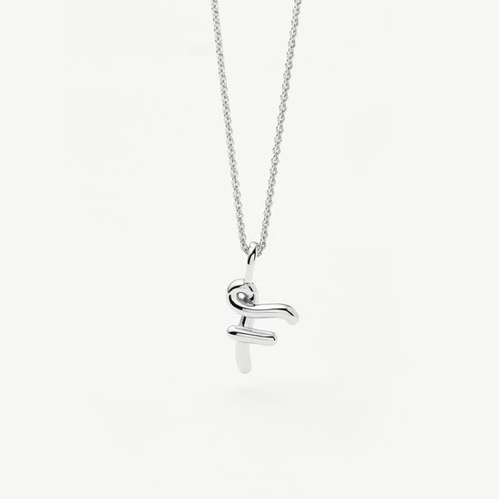 Curly Molten Mini Initial Necklace - F |Sterling Silver Necklaces Missoma 