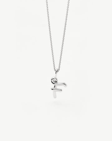 Curly Molten Mini Initial Necklace - F |Sterling Silver Necklaces Missoma 