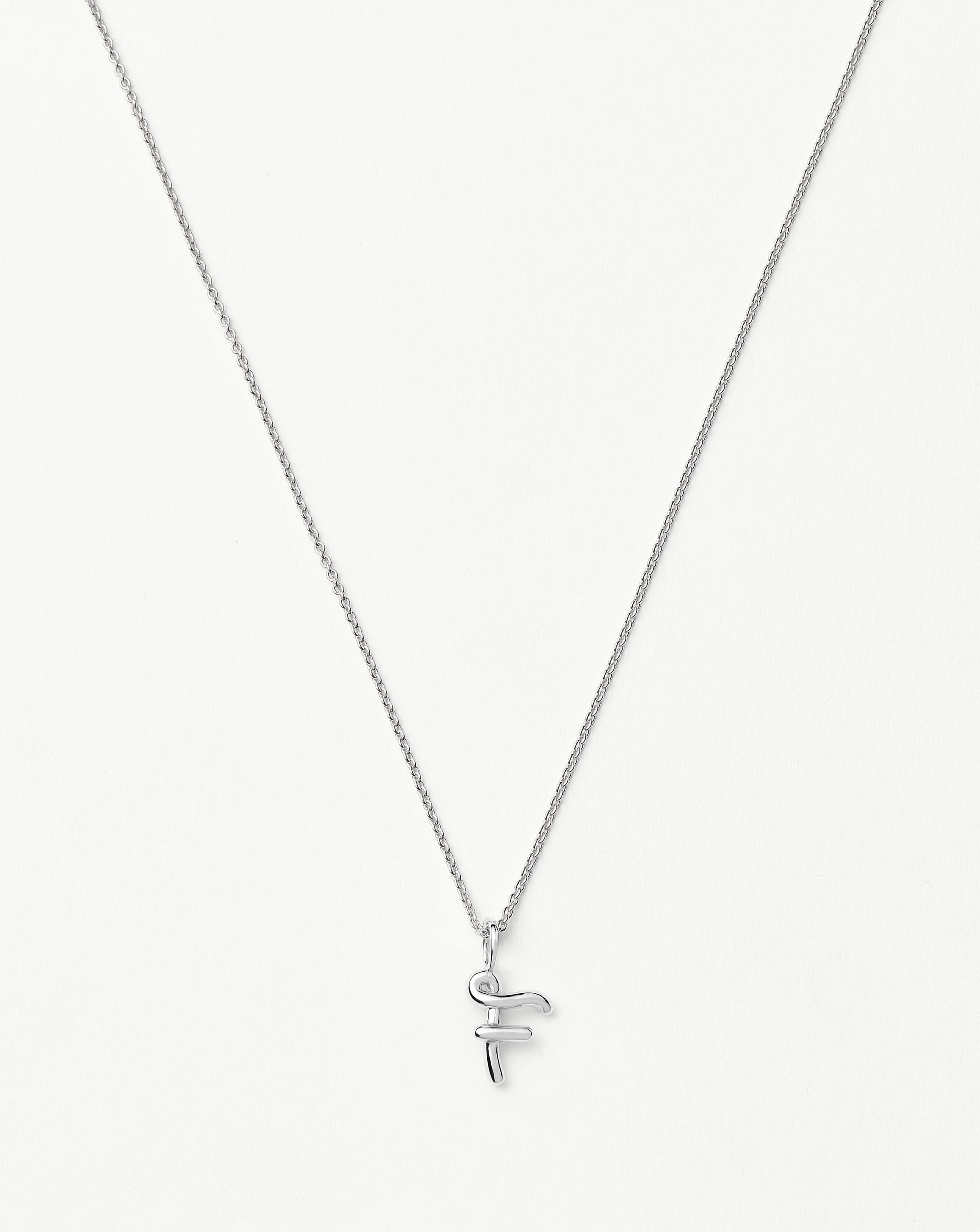 Curly Molten Mini Initial Necklace - F |Sterling Silver Necklaces Missoma 