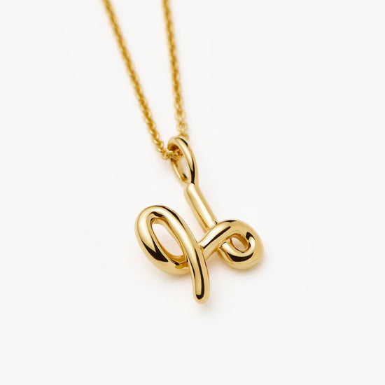 Curly Molten Mini Initial Necklace - H | 18k Gold Vermeil Necklaces Missoma 