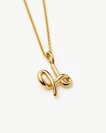 Curly Molten Mini Initial Necklace - H | 18k Gold Vermeil Necklaces Missoma 