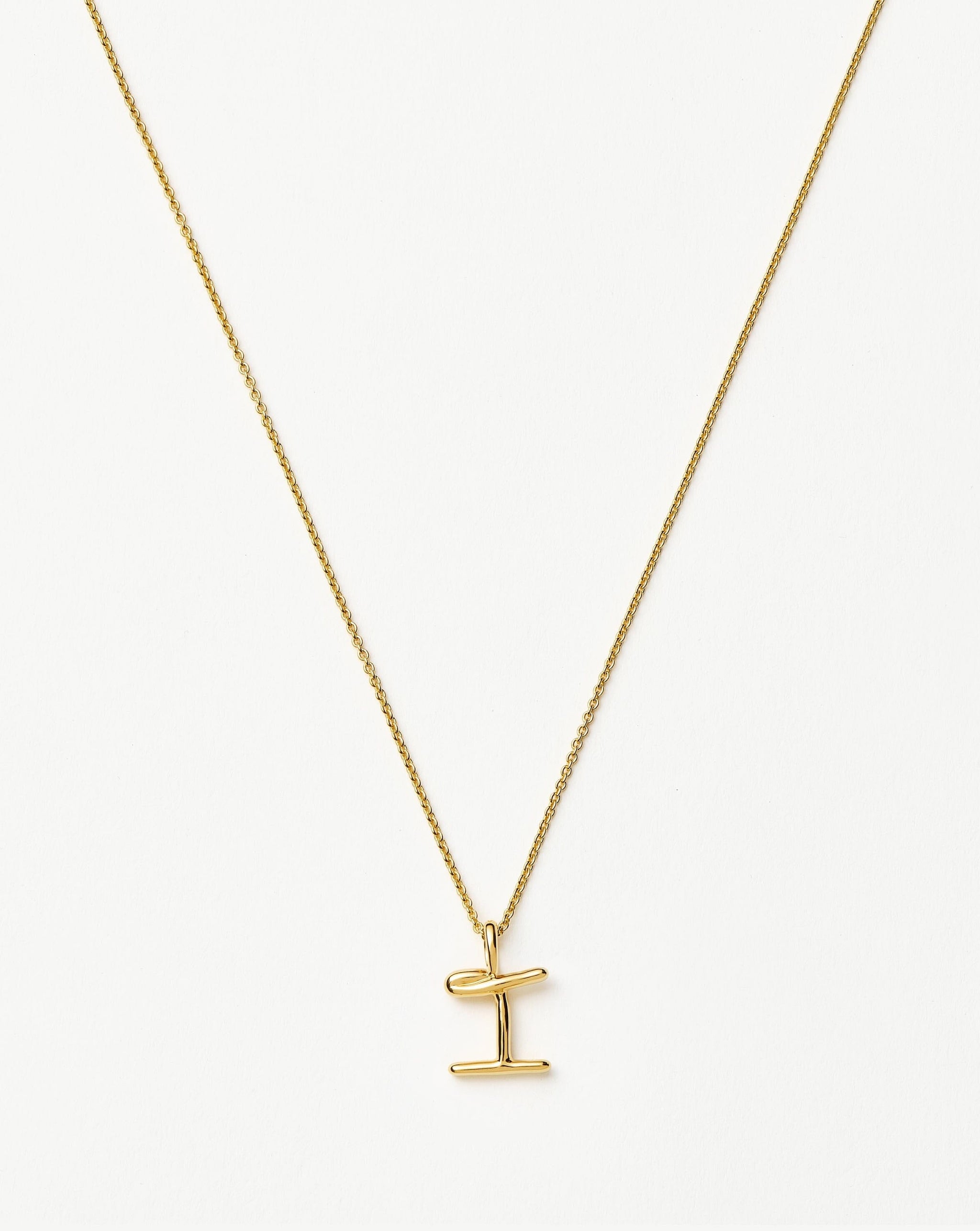 Curly Molten Mini Initial Necklace - I | 18k Gold Vermeil Necklaces Missoma 
