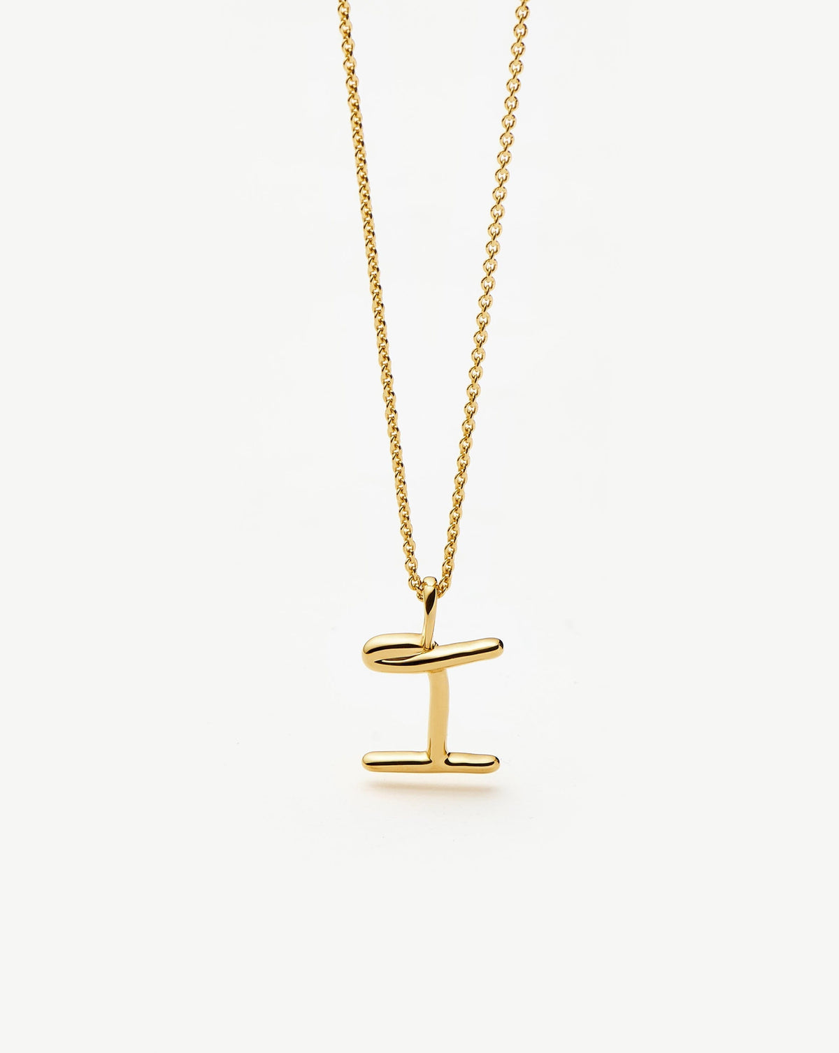Curly Molten Mini Initial Necklace - I | 18k Gold Vermeil Necklaces Missoma 
