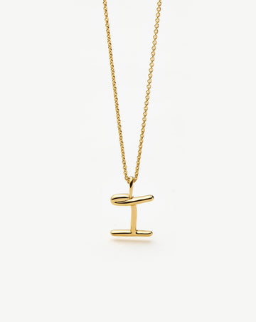 Curly Molten Mini Initial Necklace - I | 18k Gold Vermeil Necklaces Missoma 