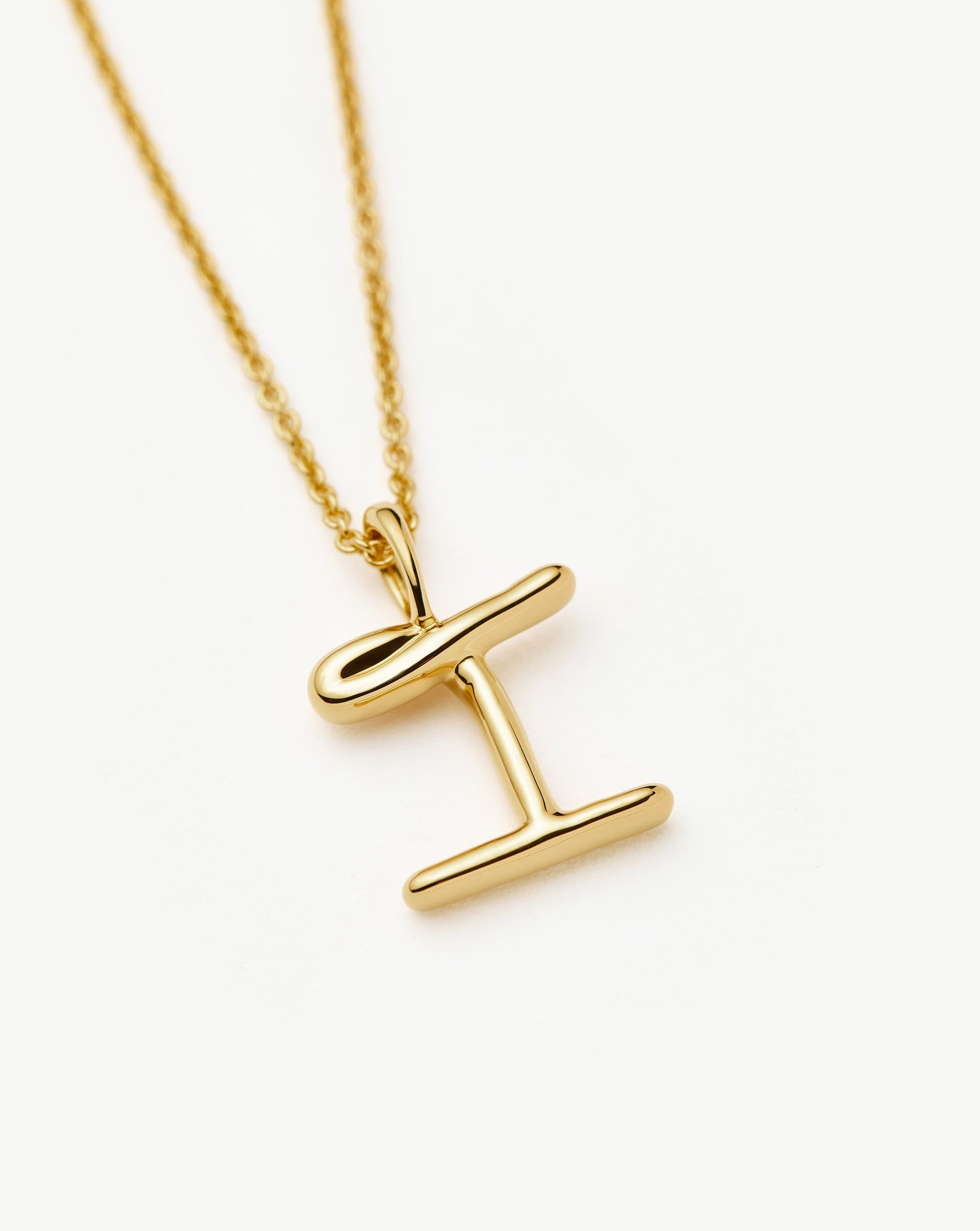 Curly Molten Mini Initial Necklace - I | 18k Gold Vermeil Necklaces Missoma 