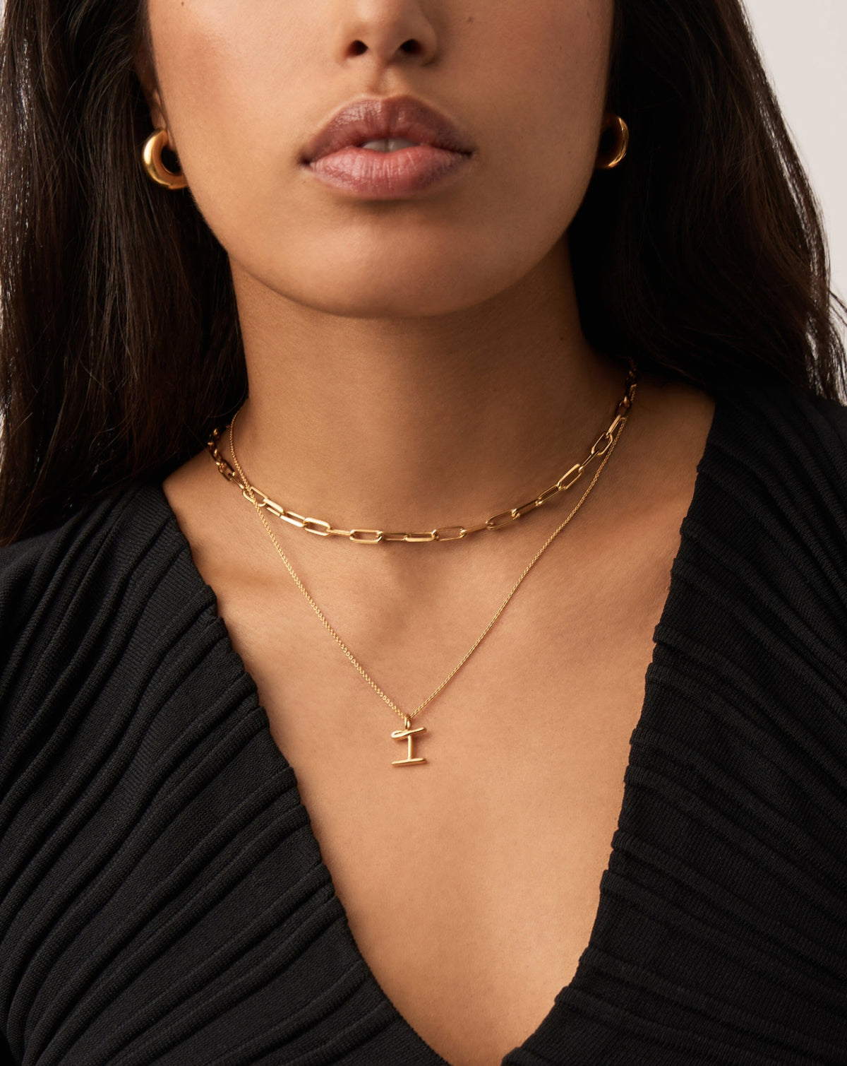 Curly Molten Mini Initial Necklace - I | 18k Gold Vermeil Necklaces Missoma 