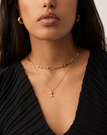 Curly Molten Mini Initial Necklace - I | 18k Gold Vermeil Necklaces Missoma 