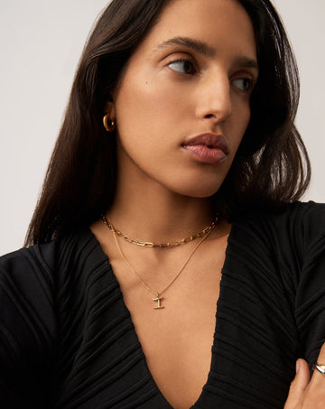 Curly Molten Mini Initial Necklace - I | 18k Gold Vermeil Necklaces Missoma 