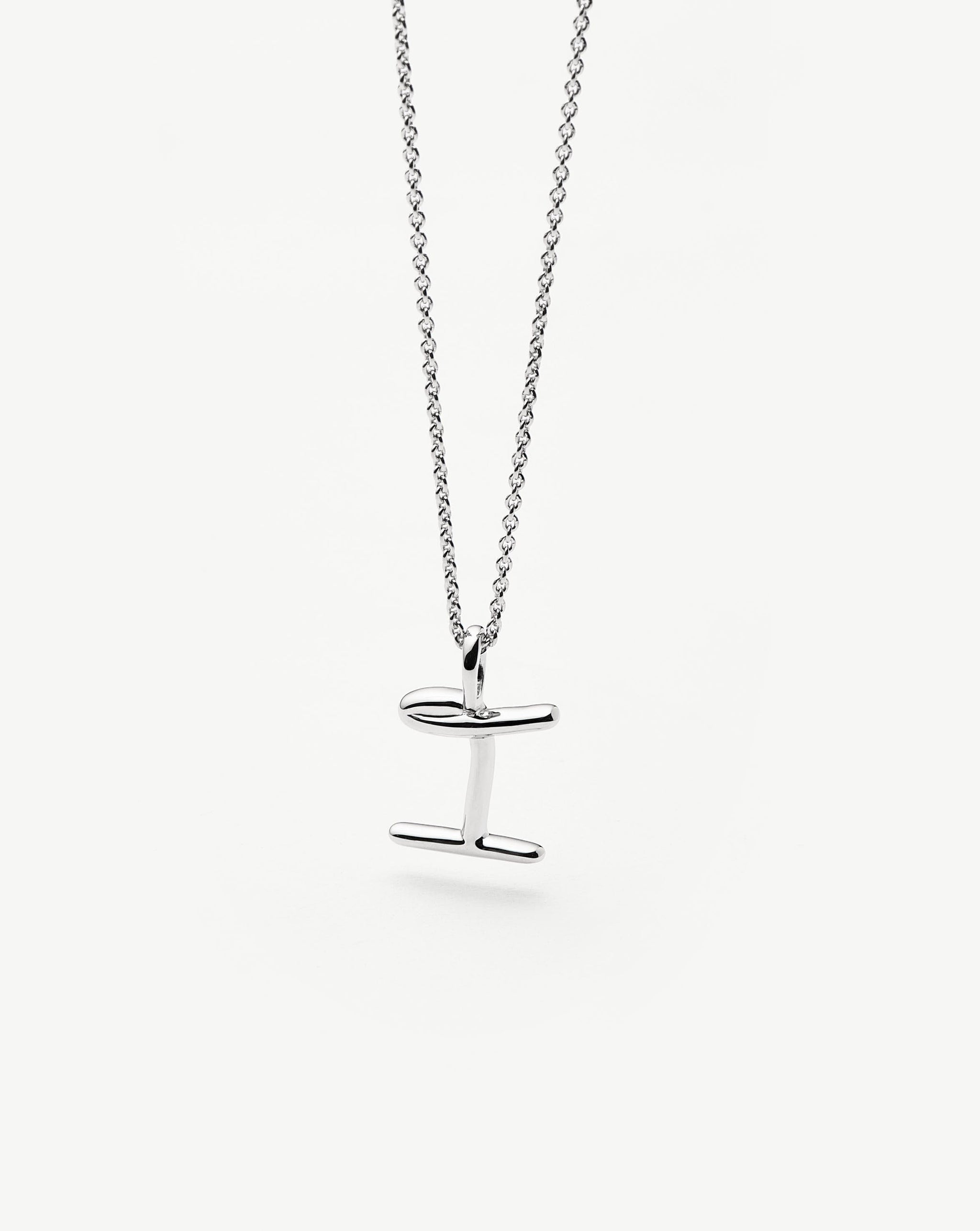 Curly Molten Mini Initial Necklace - I | Sterling Silver Necklaces Missoma 