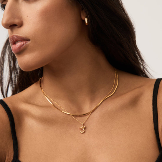 Curly Molten Mini Initial Necklace - J | 18k Gold Vermeil Necklaces Missoma 