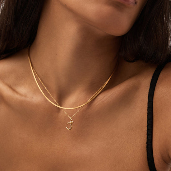 Curly Molten Mini Initial Necklace - J | 18k Gold Vermeil Necklaces Missoma 