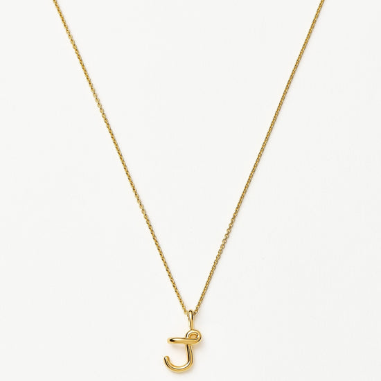 Curly Molten Mini Initial Necklace - J | 18k Gold Vermeil Necklaces Missoma 