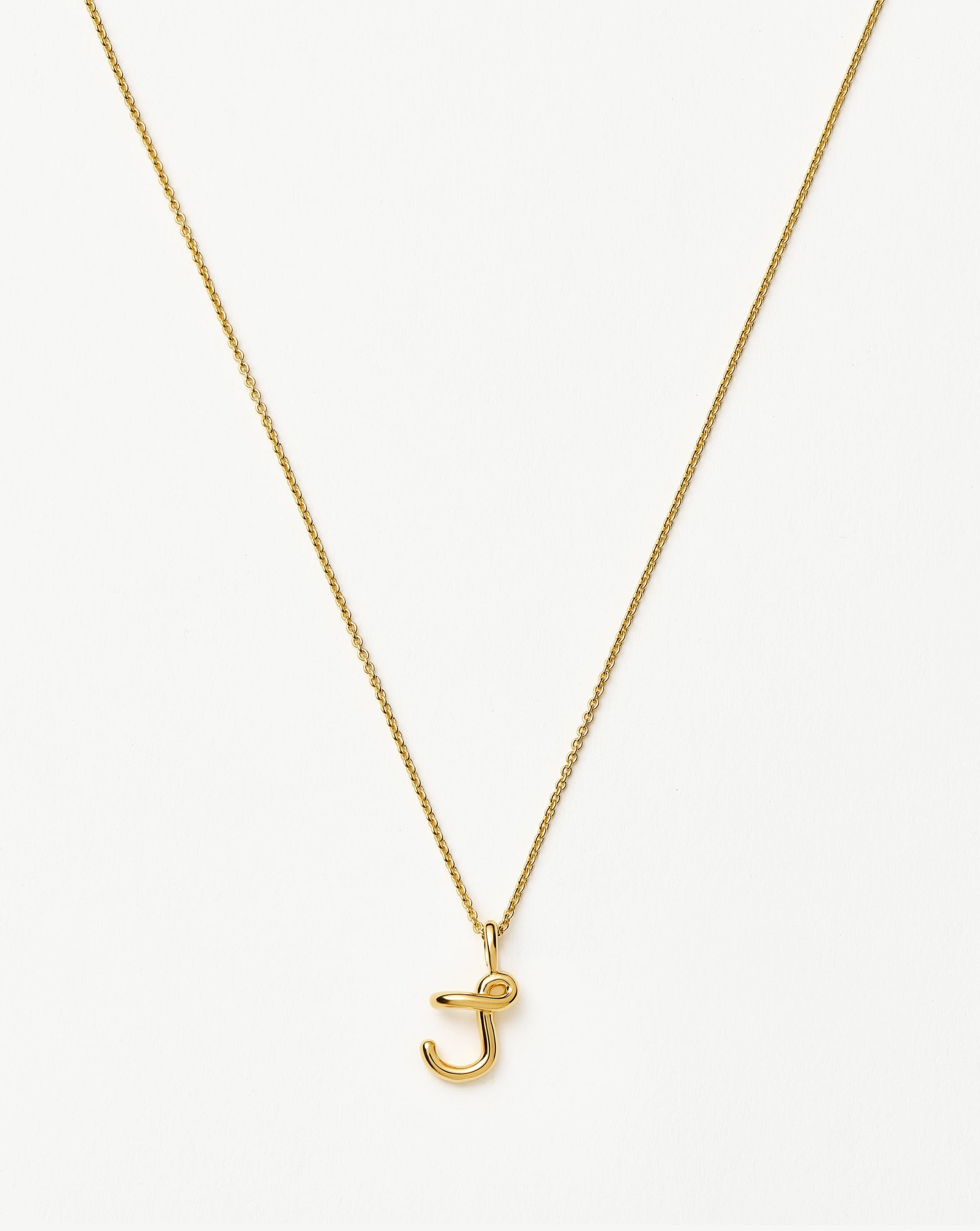 Curly Molten Mini Initial Necklace - J | 18k Gold Vermeil Necklaces Missoma 