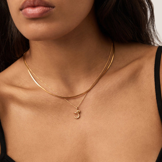 Curly Molten Mini Initial Necklace - J | 18k Gold Vermeil Necklaces Missoma 