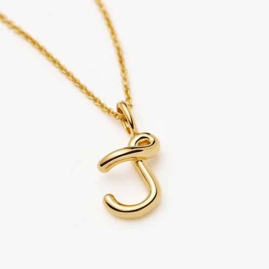 Curly Molten Mini Initial Necklace - J | 18k Gold Vermeil Necklaces Missoma 