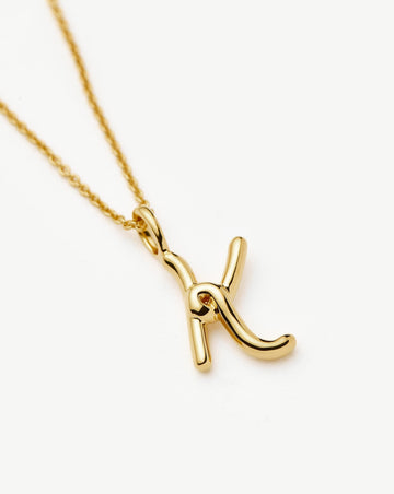 Curly Molten Mini Initial Necklace - K | 18k Gold Vermeil Necklaces Missoma 