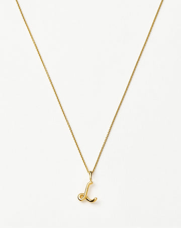 Curly Molten Mini Initial Necklace - L |18k Gold Vermeil Necklaces Missoma 
