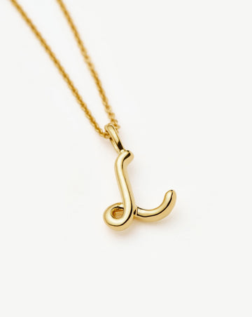 Curly Molten Mini Initial Necklace - L |18k Gold Vermeil Necklaces Missoma 
