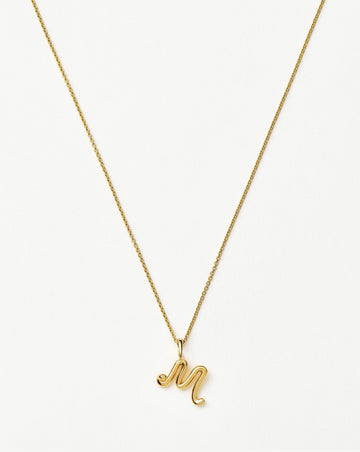 Curly Molten Mini Initial Necklace - M | 18k Gold Vermeil Necklaces Missoma 