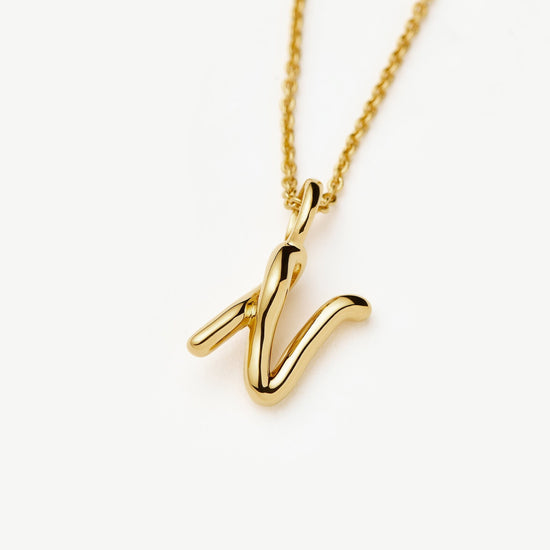 Curly Molten Mini Initial Necklace - N | 18k Gold Vermeil Necklaces Missoma 