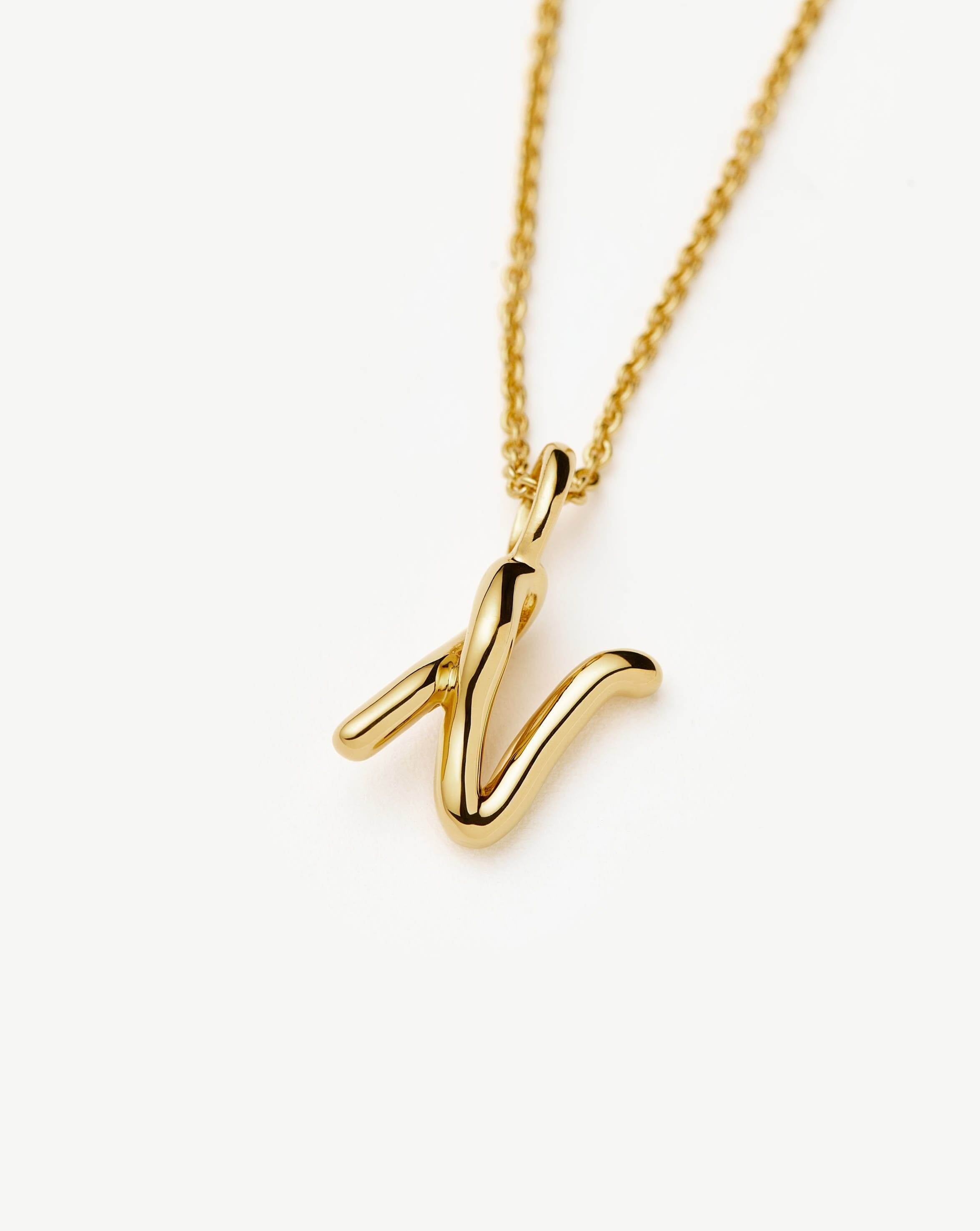 Curly Molten Mini Initial Necklace - N | 18k Gold Vermeil Necklaces Missoma 