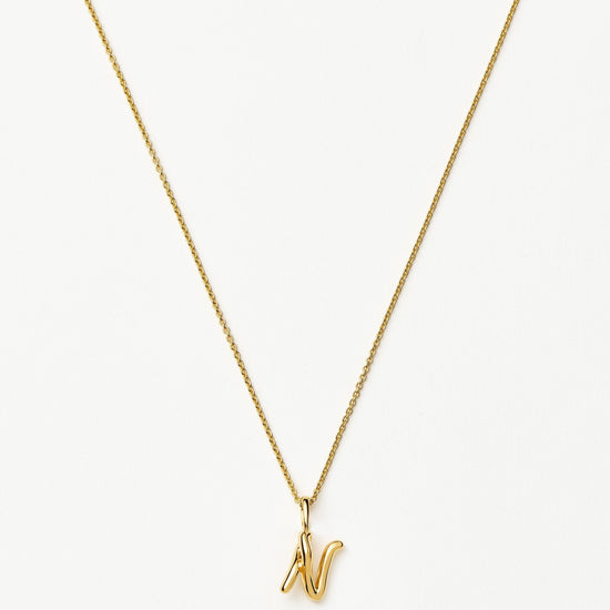 Curly Molten Mini Initial Necklace - N | 18k Gold Vermeil Necklaces Missoma 