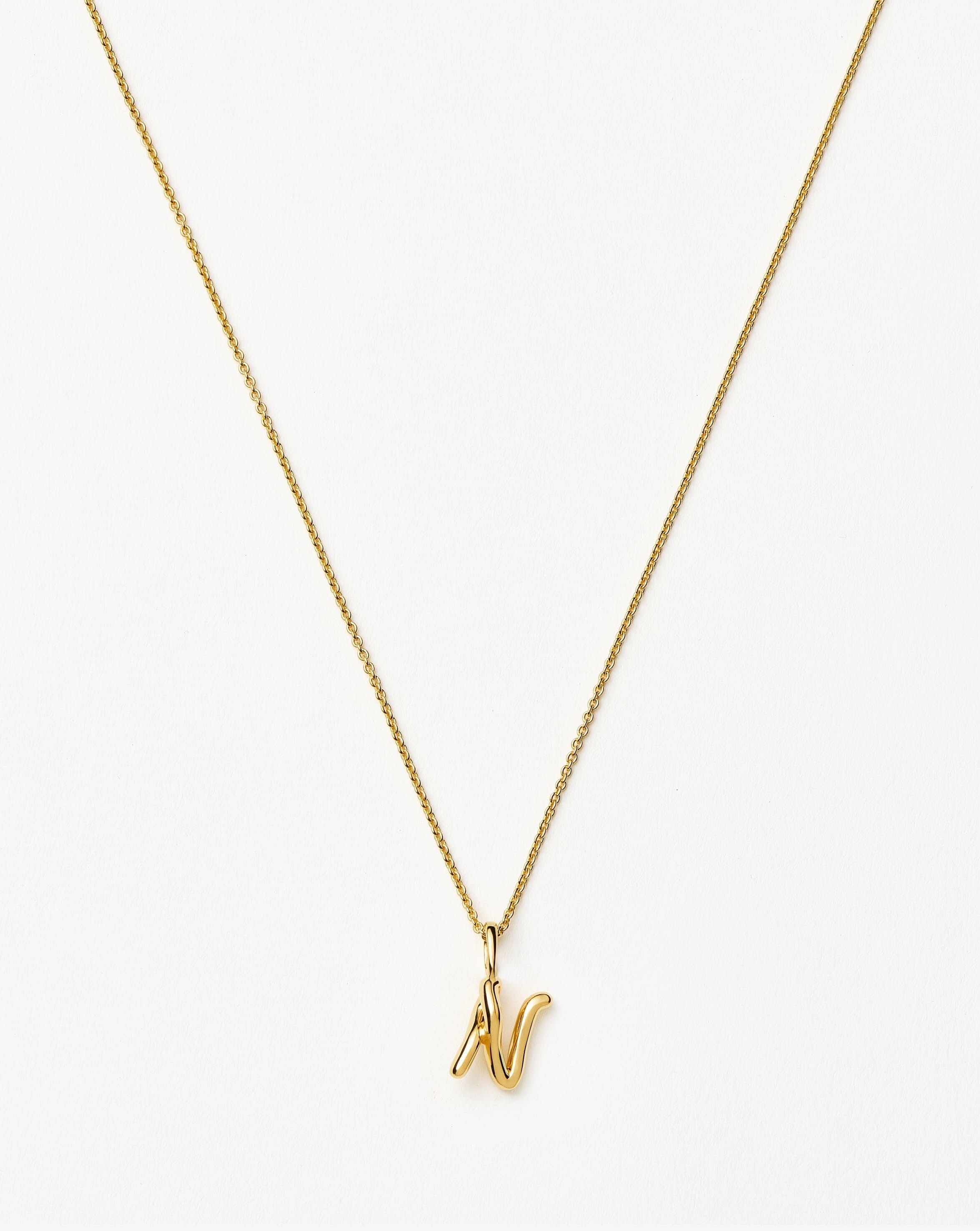 Curly Molten Mini Initial Necklace - N | 18k Gold Vermeil Necklaces Missoma 