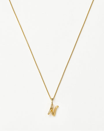 Curly Molten Mini Initial Necklace - N | 18k Gold Vermeil Necklaces Missoma 