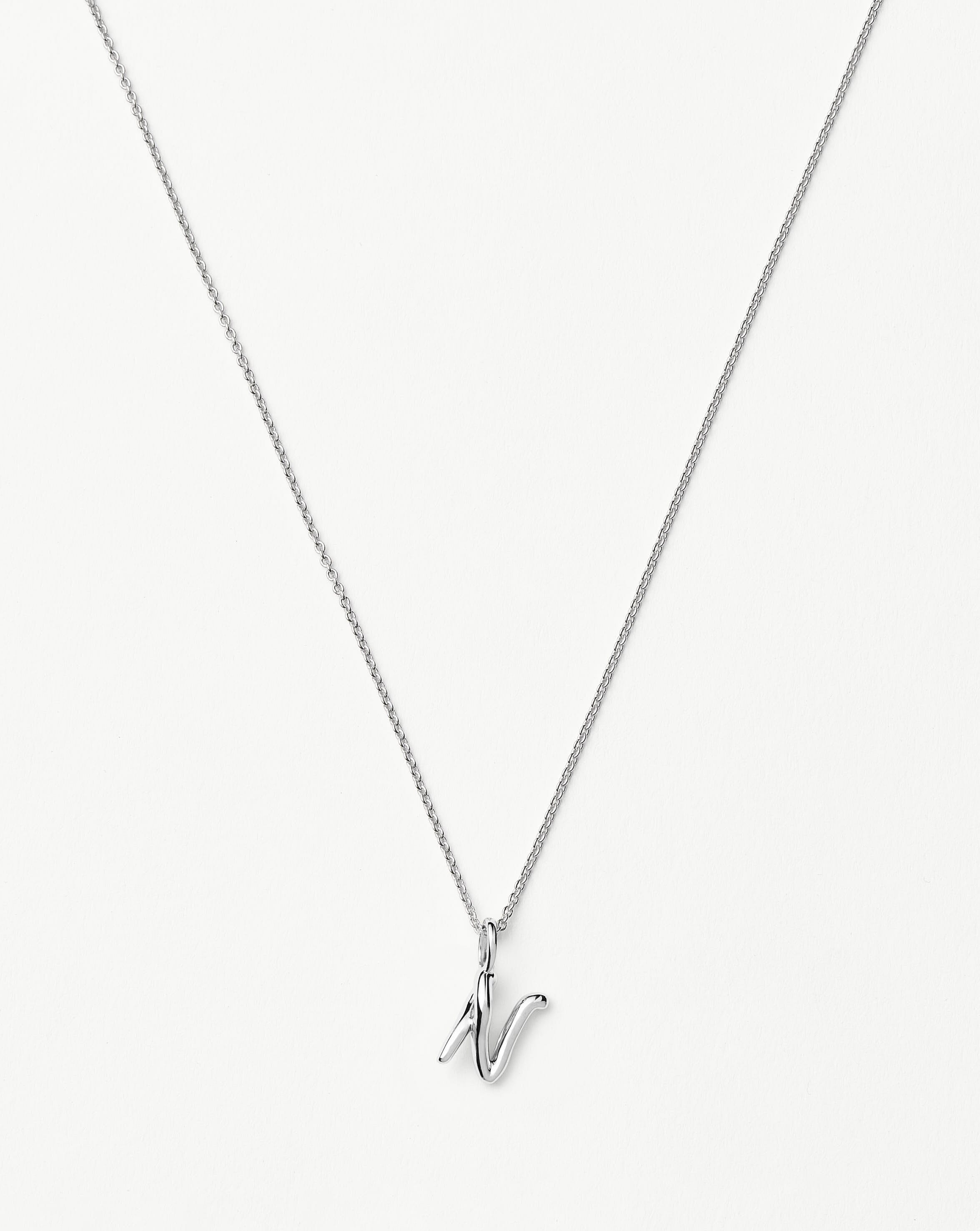 Curly Molten Mini Initial Necklace - N | Sterling Silver Necklaces Missoma 