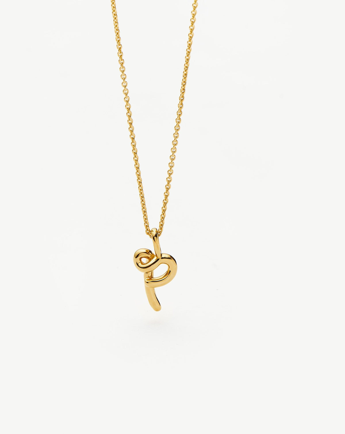 Curly Molten Mini Initial Necklace - P | 18k Gold Vermeil Necklaces Missoma 