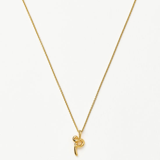 Curly Molten Mini Initial Necklace - P | 18k Gold Vermeil Necklaces Missoma 